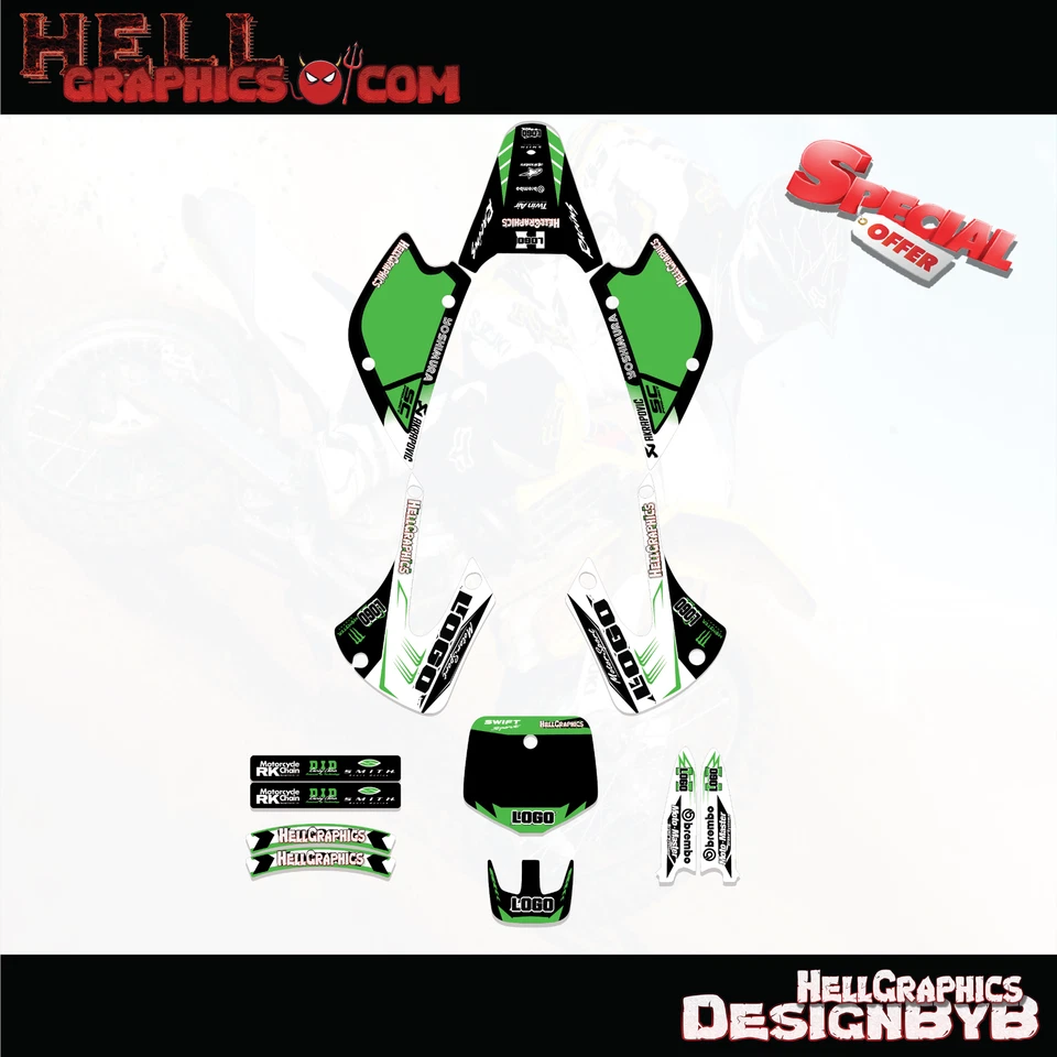 Adesivo kit gráfico decalque FIT Kawasaki KX 85 KX 100 2001-2013 KX100 KX85 - Imagem 1 de 1