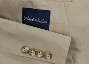 Brooks Brothers Tuta Giacca Cappotto Blazer Due Bottoni Beige Misto Cotone Taglia 42R - Foto 1 di 11