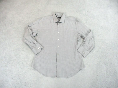 Saks Fifth Avenue Men Shirt 16 1/2 Black White Houndstooth Long Sleeve Button Up - Image 1 of 4