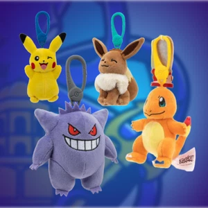 Jazwares Pokemon 3.5" Clip-On Plushie | PIKACHU GENGAR CHARMANDER EEVEE - Picture 1 of 5