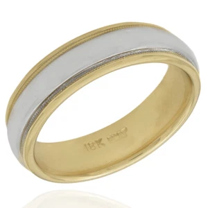 5.7mm Wedding Band/ Ring in 14K Yellow Gold and Platinum - Picture 1 of 4
