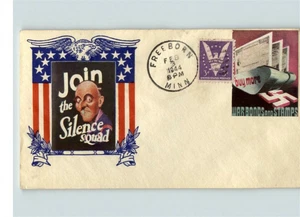 Segunda Guerra Mundial Patriótico "ÚNETE AL ESCUADRÓN DEL SILENCIO" 1944 + Etiqueta Segunda Guerra Mundial - Imagen 1 de 1