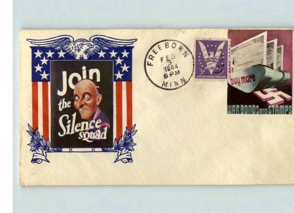 WORLD WAR II Patriotic "JOIN the SILENCE SQUAD" 1944 + WWII Label - Image 1 of 1