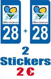 2-STICKERS-PLAQUE-AUTO-IMMATRICULATION-DEPARTEMENT-LOGO 28 - Bild 1 von 1