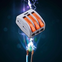 Building Cable Wire Connector Push Terminal Block Safe Fast in 3 Port 32A 10 pcs