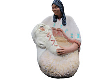 Vintage 1980's Native American Mother Holding Baby Ceramic Statue.