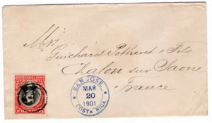 Costa Rica Super Rare Cover 2 Cts Rate To France 1901 - Picture 1 of 2