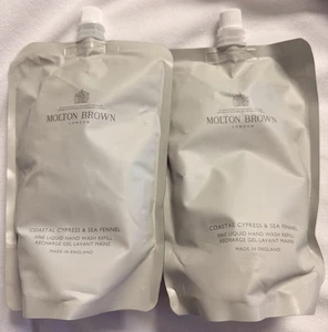 MOLTON BROWN Coastal Cypress Sea Fennel Hand Wash Gel Eco Refill Pouch 400mL (2) - Picture 1 of 6
