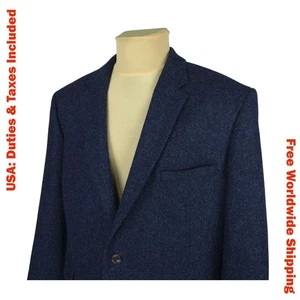 M&S Moon Tweed Mens Blue Wool Blazer Jacket Size EU 58 / UK 112 cm 48 in Short - Picture 1 of 14