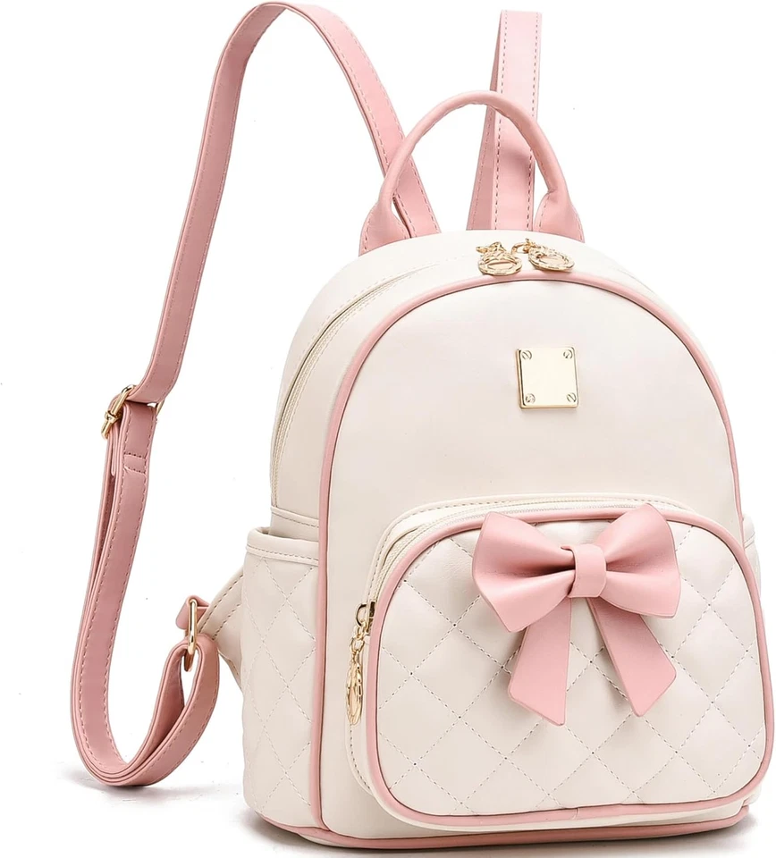 Mini Backpack for Girls Cute Bow Backpack Leather Small Backpack Purse for Women - Image 1 of 4