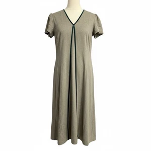 Les Chemins Blanc Kleid M grün Schurwolle Viskose Seide Samtband Frankreich - Bild 1 von 10