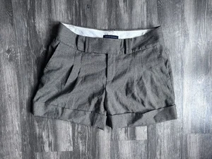 Banana Republic Herringbone Pleated Women's Wool Shorts SZ 8 Brown-Cream - Picture 1 of 11
