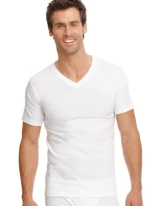 Jockey Mens Tall Man Classic V-Neck 2-Pack T-Shirts Size 3XLT White NEW - Picture 1 of 4