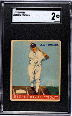 1933 GOUDEY LEW FONSECA 43 GOOD RC R319 SGC 2 BASEBALL CHICAGO WHITE SOX - Image 1 of 2
