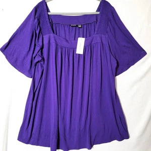 Evans City Chic Womens Tunic Top Sz 30/32 Scoop Neck Flutter Sleeves Purple NWT - Picture 1 of 13