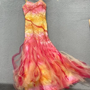 Vestido Sirena Hada Y2K Para Mujer 4 Rosa Tul Cuentas Caprichoso Baile de graduación Colorido Seda - Imagen 1 de 21