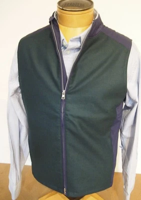Chaleco Peter Millar Crown Crafted Cambridge Cremallera Completa Nuevo con Etiquetas Grande $295 Verde y Azul Marino Foto 1 de 4
