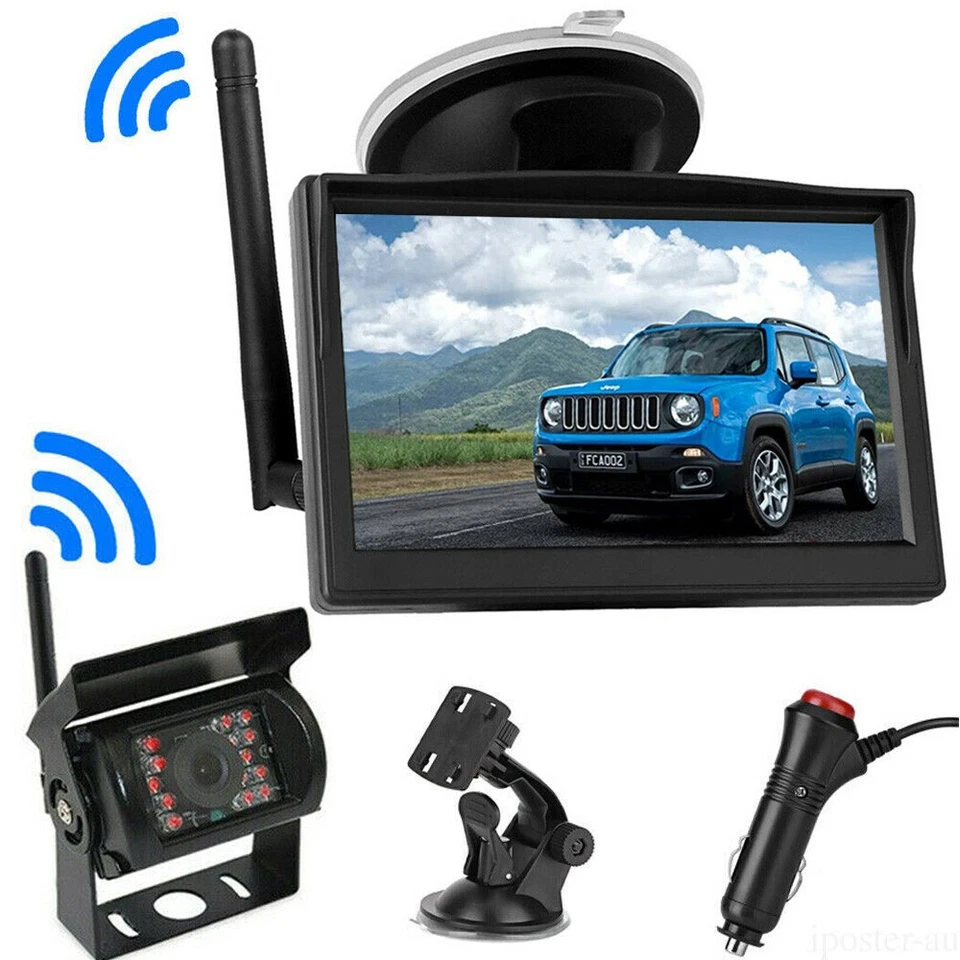 Wireless Backup Camera Rear View System 5" HD Monitor for 12V-24V Truck Caravan - Image 1 of 4