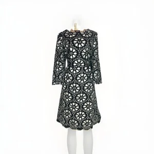 LILY & TAYLOR BLACK EYELET A LINE DRESS FULLY LINED SIZE 14 - Picture 1 of 3