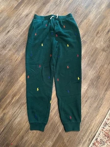 Ralph Lauren Polo Pony Fleece Jogger Pant Green Sz Lg 14/16 - Picture 1 of 7