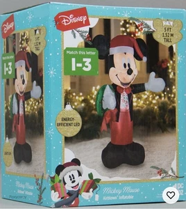 Christmas Disney 5 ft Mickey Mouse with Wreath Airblown Inflatable NIB (2021) - Picture 1 of 2