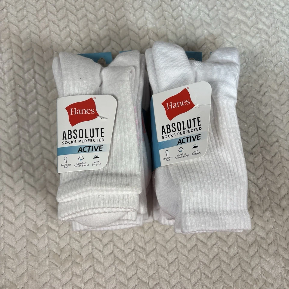 Calcetines acolchados para mujer Hanes Absolute Active Crew Calcetines para mujer 8 pares Foto 1 de 4