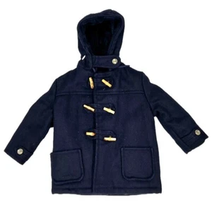 Vtg Navy 50s Blue Toggle Duffle Coat Hoodie Kids Jacket Sz 4T Rare RL Look - Picture 1 of 8