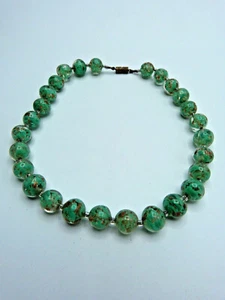 Vintage Murano Glas Collier grün Aventurin um 1950 Fifties Glass Necklace - Bild 1 von 3