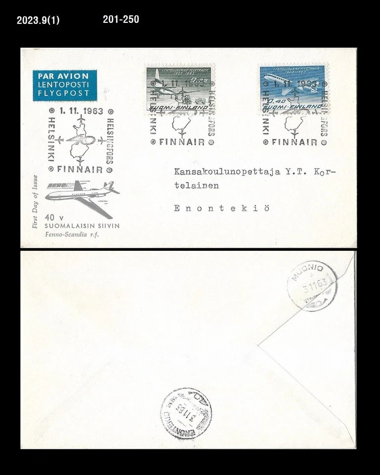 Capa para aviação, avião, Finlândia 1963 FDC, - Imagem 1 de 1