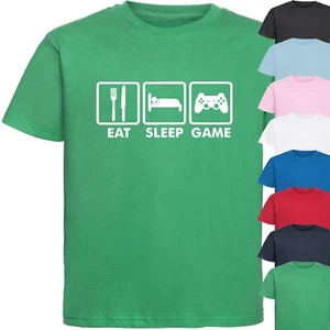 EAT SLEEP GAME KIDS T-SHIRT Funny Gamer Playstation XBOX Geeky Slogan Gift Top - Picture 1 of 17