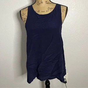 Neu mit Etikett Chaser Größe M marineblau Seide Basics Schlitz hinten Volant Tank leicht transparent - Bild 1 von 9