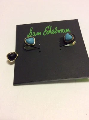 $35 Sam Edelman   Earring Jackets Gold Tone With Blue & Black Stones 26 — 第 1/2 张图片