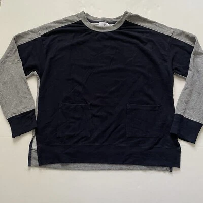 Разные свитер женщин 2 серый темно-синий Colorblock Boxy карманы - Изображение 1 из 4