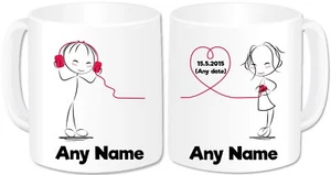 Personalised Mr and Mrs Mug Set Love Couples Newlyweds Wedding Anniversary Gifts - Picture 1 of 4