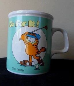 Taza de café GARFIELD GOLF vintage 1978" JIM DAVIS Enesco taza todo estrellas - Imagen 1 de 3