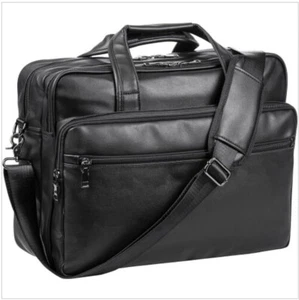Bolso de cuero para computadora portátil seyfocnia, maletín mensajero de 15,6 pulgadas para hombre satélite de negocios - Imagen 1 de 9