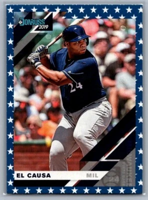 2019 Donruss Independence Day Name Variation #166 Jesus Aguilar Brewers - Image 1 of 2