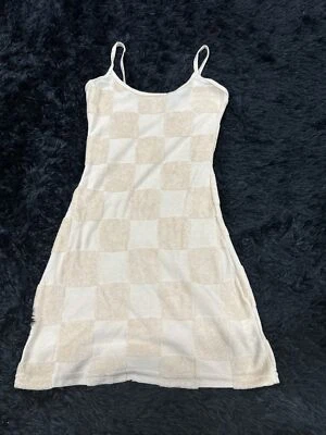 Nasty Gal Size 4 Checkerboard Towelling Mini Dress - Sand (Tan) - Image 1 of 4