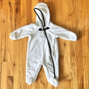 BabiesRUs Infant Size 3-6 Months Faux Fur Snowsuit Bunting SOFT White Black - Picture 1 of 5