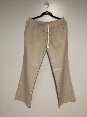 Женские брюки NANA USA размер 2XL коричневые льняная смесь для отпуска на открытом воздухе летние - Изображение 1 из 4