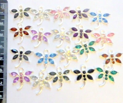 Butterfly or Dragonfly charms Crystal or Enamel jewellery making beads pendants - Image 1 of 4