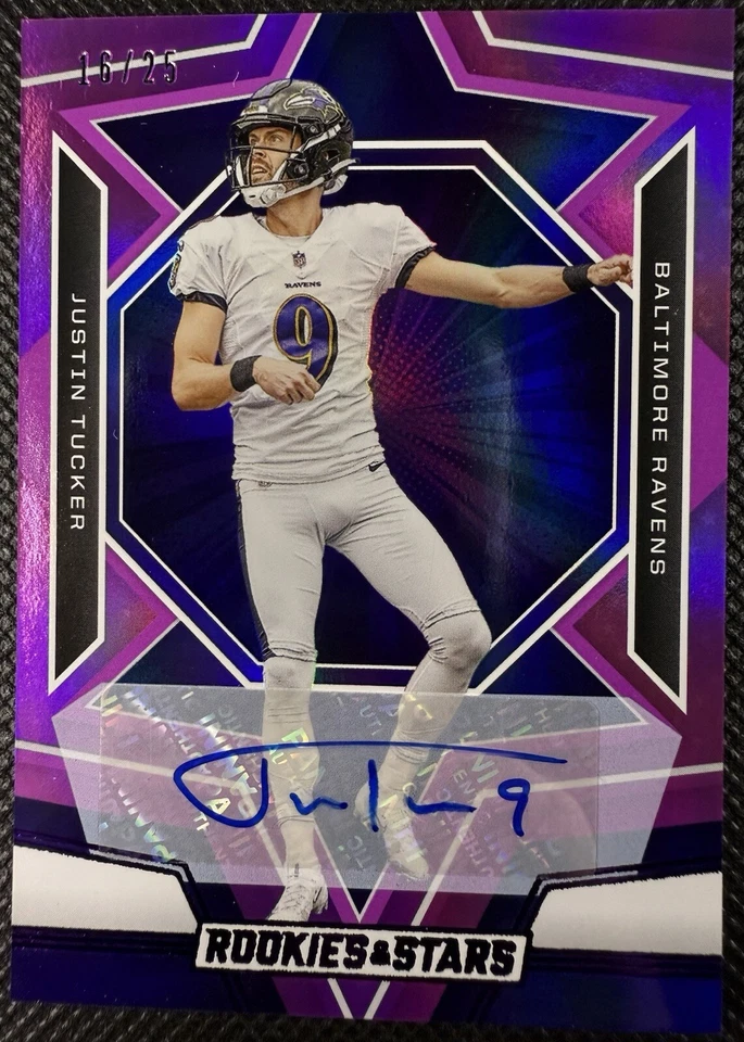 2023 Panini Rookies & Stars Justin Tucker Purple Autograph Auto /25 #7 Baltimore - Image 1 of 2