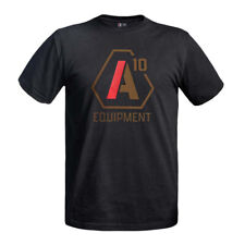 T-SHIRT STRONG A10 NOIR LOGOS TAN / ROUGE MILITAIRE PAINTBALL AIRSOFT ARMEE OPEX