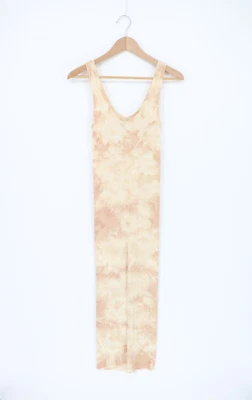 ENZA COSTA Silk Rib Sleeveless Tank Midi Dress Sand Ionic Tie Dye S (1) $195 A3 - Image 1 of 4