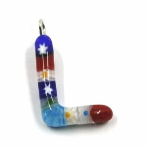CIONDOLO, LETTERA VETRO MURANO, INIZIALE L, LUNGHEZZA 2.5 CM, MURRINE - Imagen 1 de 5