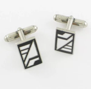 Vintage ACME Studio FRANK LLOYD WRIGHT “Peterson" Enamel Cufflinks NEW - Picture 1 of 1