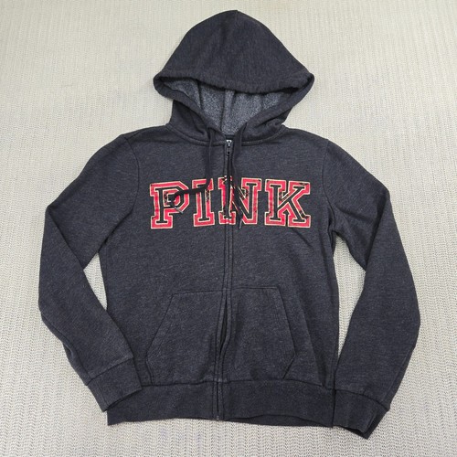 UNDERCOVER Felpa con cappuccio Victorias Secret rosa donna extra small grigia spellout full zip