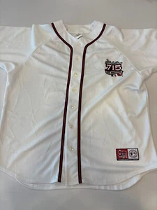 USED MLB Atlanta Braves Hank Aaron 715 25th anniversary Jersey White XXL PICS - Picture 1 of 8