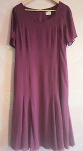 Roman Originals UK 12 Dark Pink Chiffon Midi Occasion Dress Mother Of The Bride - Picture 1 of 6