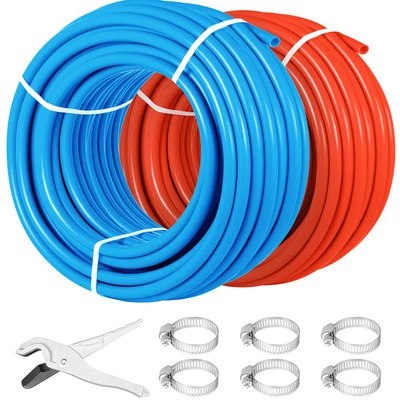 Uimoso 2 x 300ft 1/2" Pex-B Tubing Red & Blue Oxygen Barrier Pipe Radiant Floor - Image 1 of 4